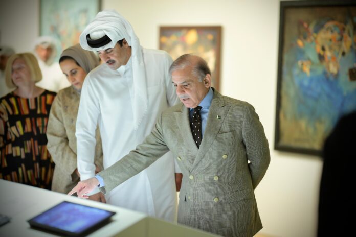 PM, Amir of Qatar visit gallery of Pakistani artworks at National Museum of Qatar