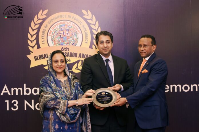 Ethiopian ambassador honored ‘Global Ambassador Award’ for outstanding performance