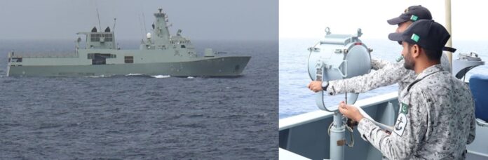 PNS Yarmook conducts exercise with Oman Navy Ship in Gulf of Oman amid RMSP