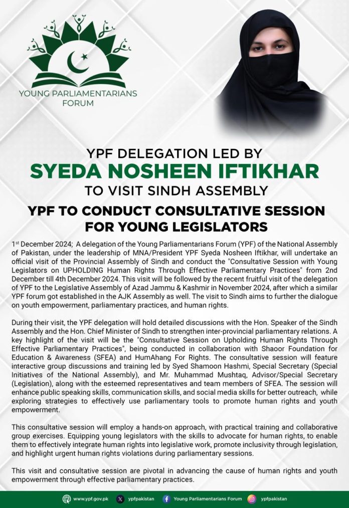 YPF to conduct consultative session for young legislators