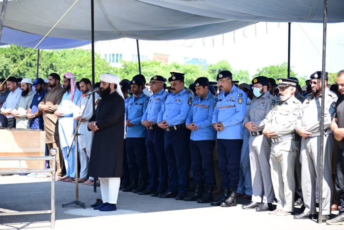 Funeral prayer for constable Furqan at police lines HQ