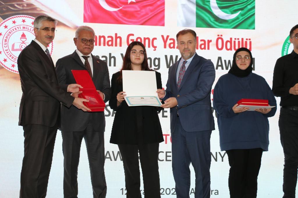 Prize distribution ceremony for “Jinnah Young Writers Award” essay contest held in Ankara