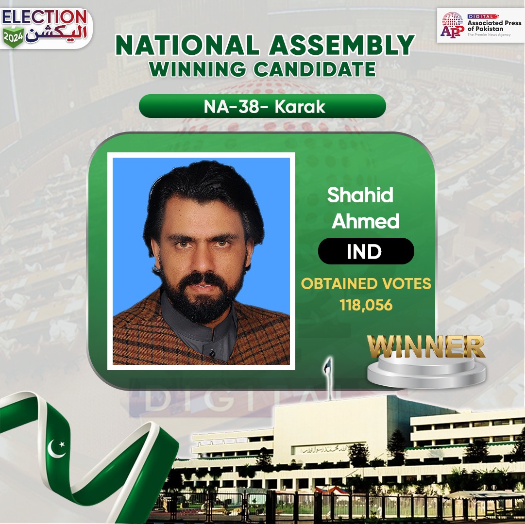 Shahid Ahmed wins NA-38 election