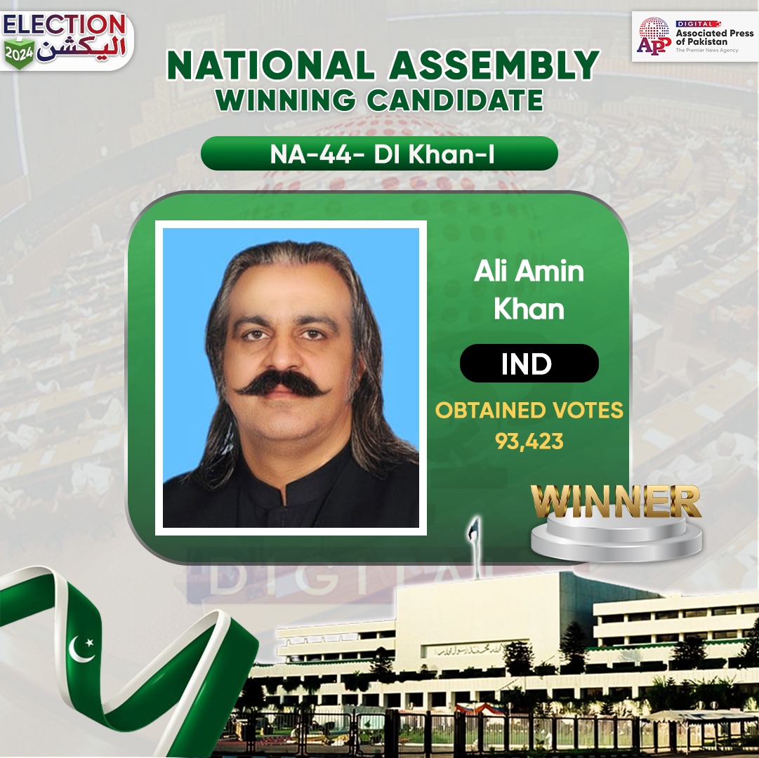 Ali Amin Khan wins NA-44 election