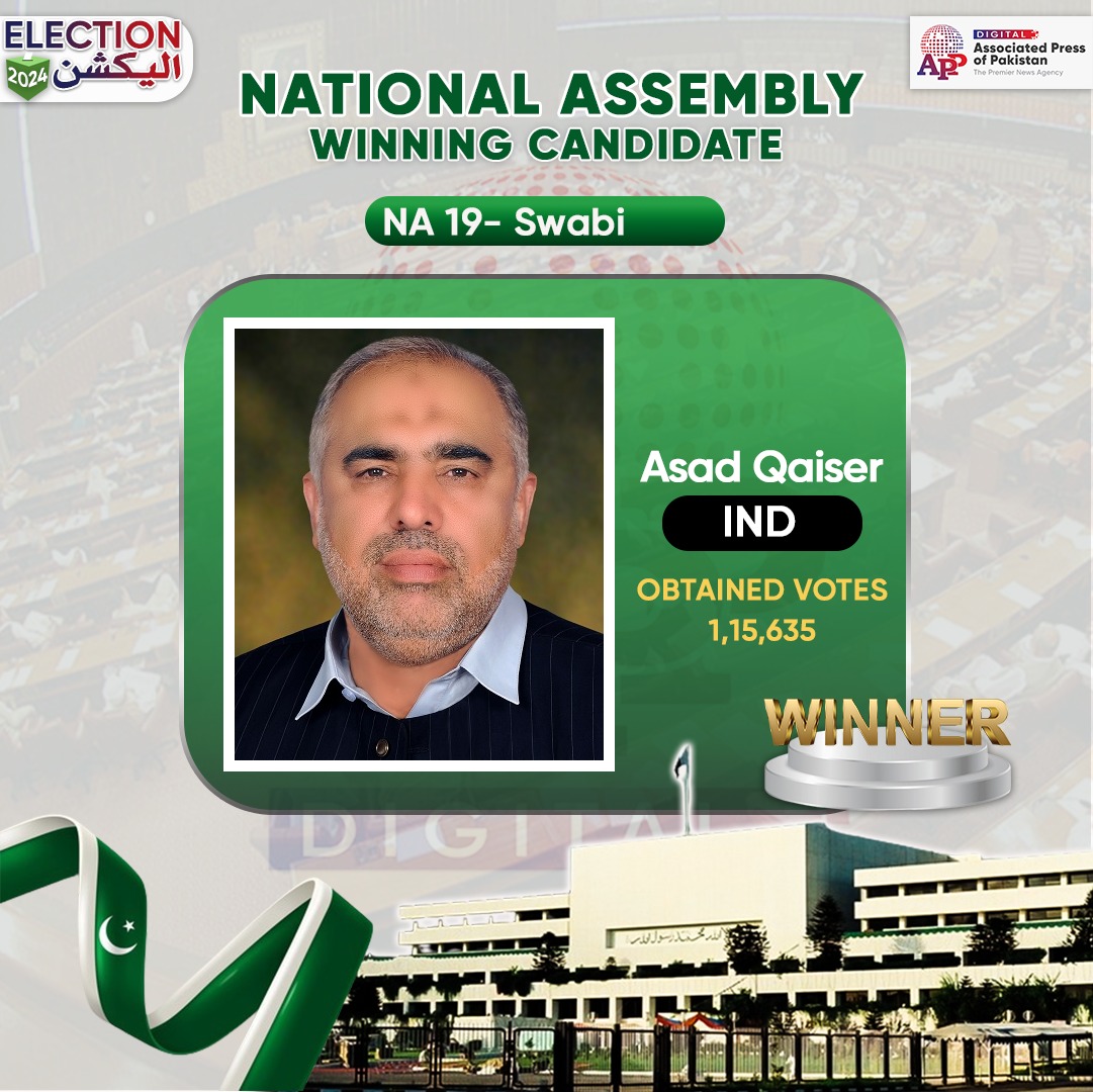 Asad Qaiser wins NA-19 election