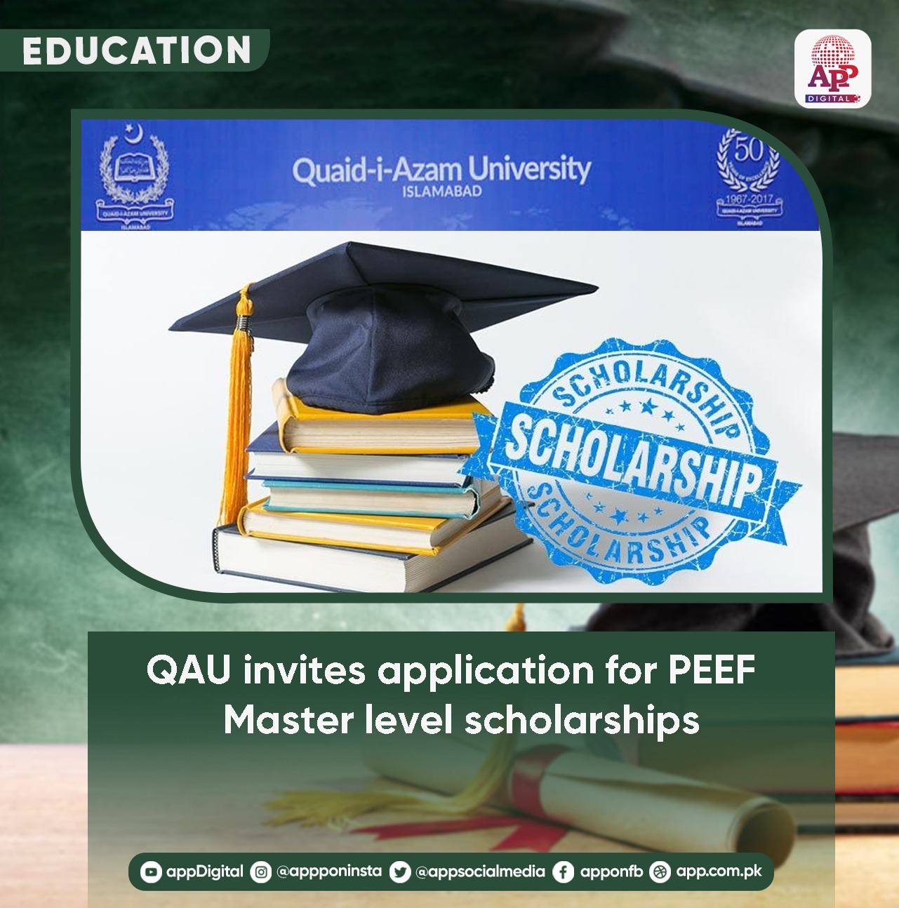 QAU announces PBM scholarships for MS, M.Phil students