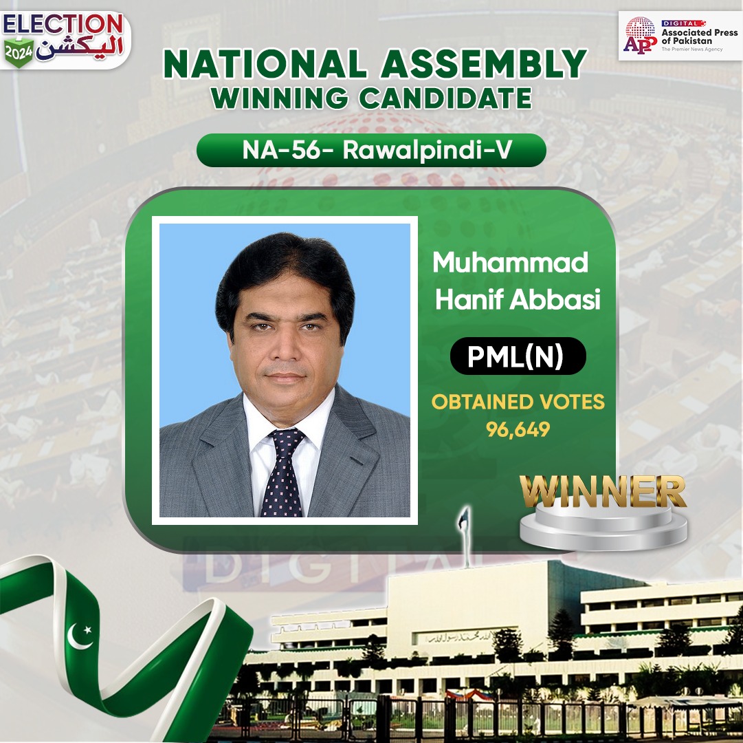 PML-N’s Muhammad Hanif Abbasi wins NA-56 election