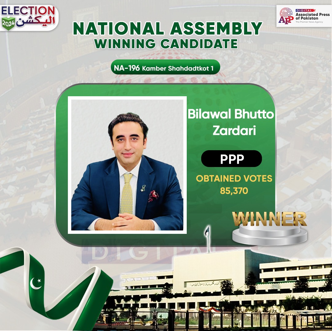 PPPP’s Bilawal Bhutto Zardari wins NA-196 election