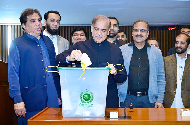 Shahbaz Sharif  casts vote in Senate polls