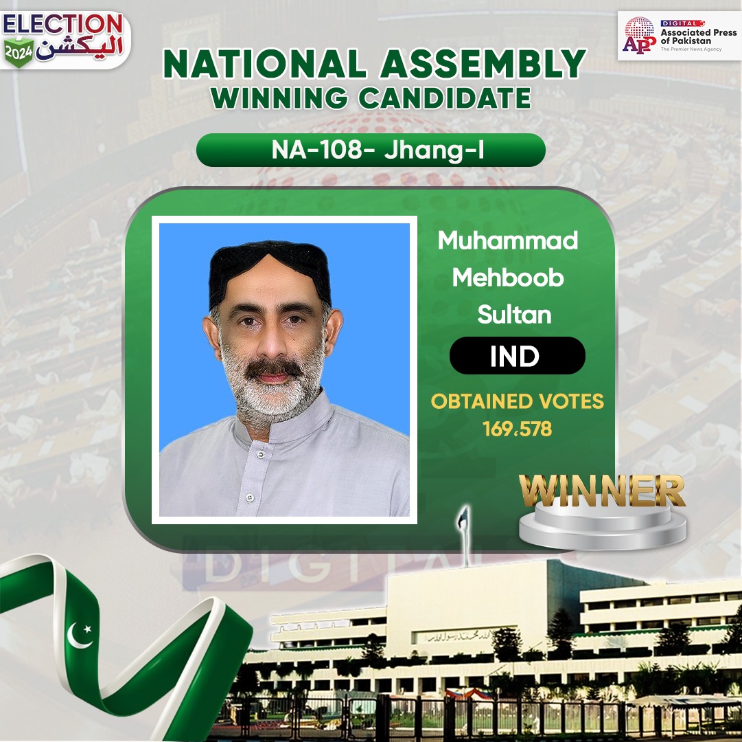 Independent candidate Mehboob Sultan wins NA-108 election