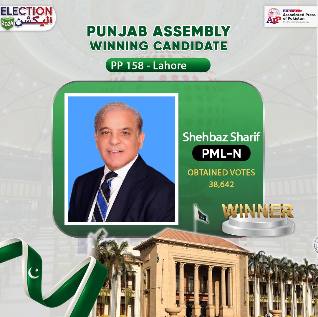 Muhammad Shehbaz Sharif of PML-N wins PP-158