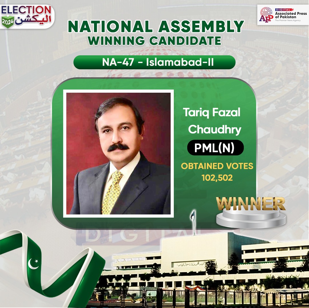 PMLN’ candidate Tariq Fazal Chaudhary wins NA-47 election