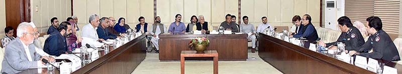 Senator Muhammad Tahir  Bizinjo, Chairman Senate Committee on Rules of Procedure and Privileges presiding over a meeting of the committee at Parliament House.