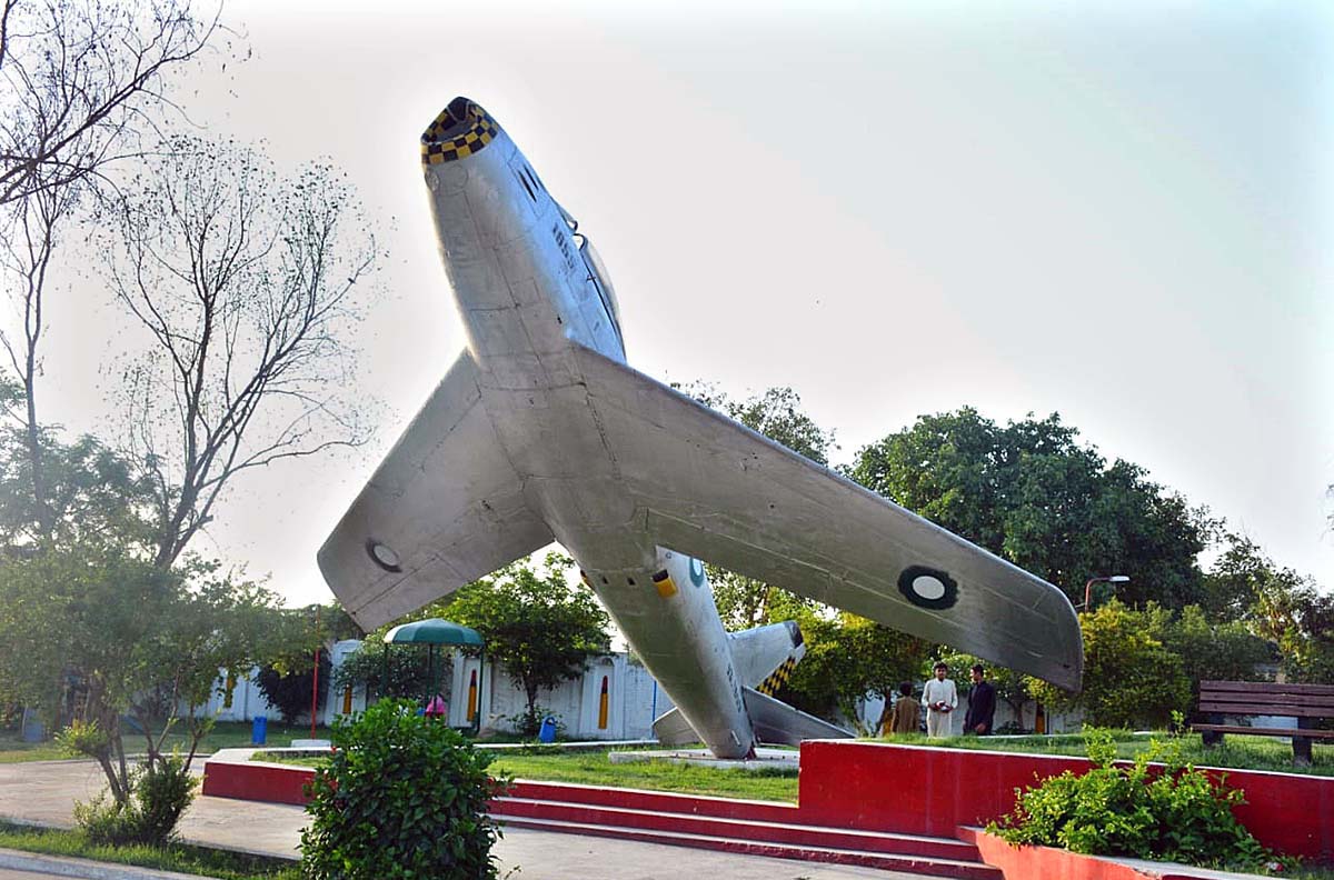 Indian warplane captured during 1965 war displayed at Memorial Martyrs in Chawinda.