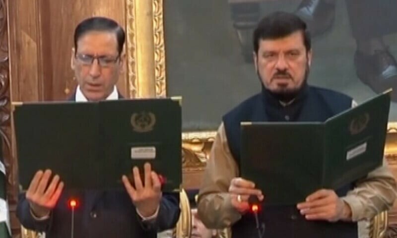 PM Kakar felicitates Justice retd. Arshad Hussain on taking oath of Caretaker CM KP