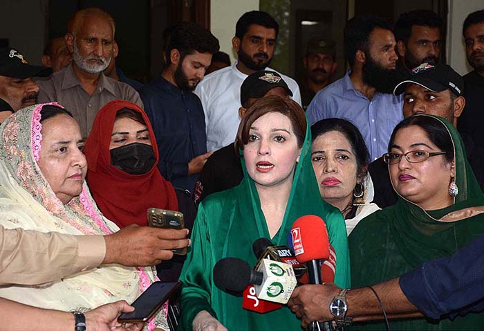 Special Assistant to Prime Minister on Human Rights & Women Empowerment Ms. Mushaal Hussein Mullick talking to media persons after participating in Mehfil-e-Milad-un-Nabi (PBUH) at Government College Women University Faisalabad (GCWUF)